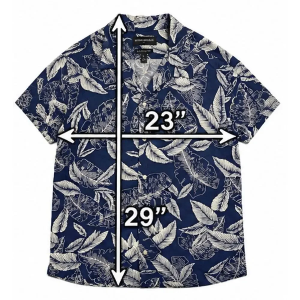 Banana Republic Hawaiian Shirt Men XL Navy Blue Tropical Floral Standard Fit